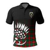 Stewart Atholl Modern Tartan Crest Polo Shirt - Thistle Black Style