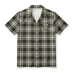 Menzies Black - White Ancient Tartan Crest Hawaiian Shirt