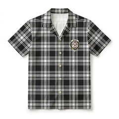 Menzies Black - White Modern Tartan Crest Hawaiian Shirt