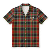 Stewart Black Tartan Crest Hawaiian Shirt