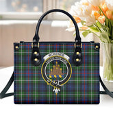 McKenzie Modern Tartan Crest Leather Handbag
