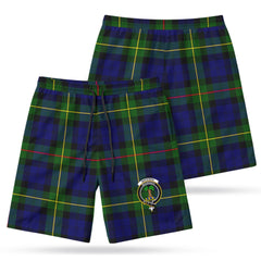 MacEwan Modern Tartan Crest Men's Beach Shorts