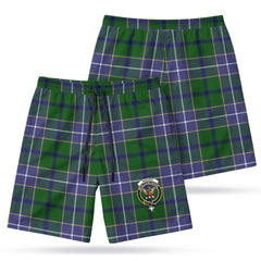 Wishart Hunting Tartan Crest Men's Beach Shorts