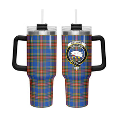 Bethune Ancient Tartan Crest 40 oz Insulated Tumbler with Handle