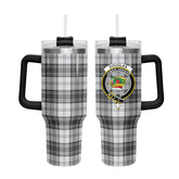 Douglas Grey Modern Tartan Crest 40 oz Insulated Tumbler with Handle