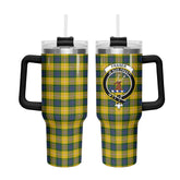 Fraser (of Lovat) Yellow Tartan Crest 40 oz Insulated Tumbler with Handle