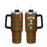 Menzies Green Modern Tartan Crest 40 oz Insulated Tumbler with Handle