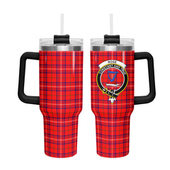 Rose Modern Tartan Crest 40 oz Insulated Tumbler with Handle