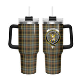 Stewart Hunting Weathered Tartan Crest 40 oz Insulated Tumbler with Handle