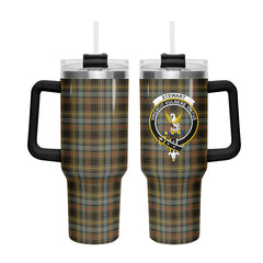 Stewart Hunting Weathered Tartan Crest 40 oz Insulated Tumbler with Handle