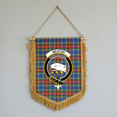 Beaton Modern Tartan Crest Wall Hanging Banner - Wood Pole