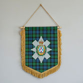 Black Watch Ancient Tartan Crest Wall Hanging Banner - Wood Pole