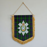 Black Watch Tartan Crest Wall Hanging Banner - Wood Pole
