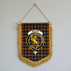 Broun Ancient Tartan Crest Wall Hanging Banner - Wood Pole