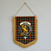 Brown Ancient Tartan Crest Wall Hanging Banner - Wood Pole