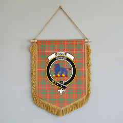 Bruce Ancient Tartan Crest Wall Hanging Banner - Wood Pole