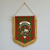 Burnett Tartan Crest Wall Hanging Banner - Wood Pole
