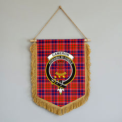 Cameron of Lochiel Modern Tartan Crest Wall Hanging Banner - Wood Pole