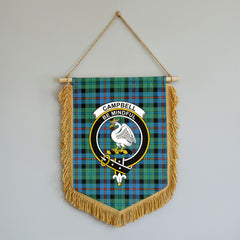 Campbell of Cawdor Ancient Tartan Crest Wall Hanging Banner - Wood Pole