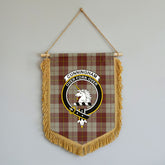 Cunningham Burgundy Dancers Tartan Crest Wall Hanging Banner - Wood Pole