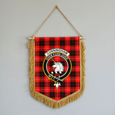 Cunningham Modern Tartan Crest Wall Hanging Banner - Wood Pole