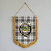 Douglas Grey Modern Tartan Crest Wall Hanging Banner - Wood Pole