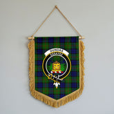 Dundas Modern Tartan Crest Wall Hanging Banner - Wood Pole