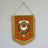 Leask Tartan Crest Wall Hanging Banner - Wood Pole
