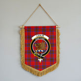 Leslie Modern Tartan Crest Wall Hanging Banner - Wood Pole
