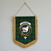 Lockhart Modern Tartan Crest Wall Hanging Banner - Wood Pole