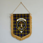 MacLellan Modern Tartan Crest Wall Hanging Banner - Wood Pole