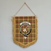 MacMillan Old Weathered Tartan Crest Wall Hanging Banner - Wood Pole