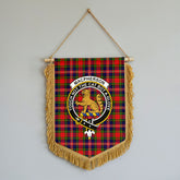 MacPherson Modern Tartan Crest Wall Hanging Banner - Wood Pole