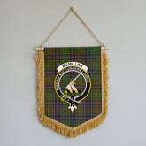 McMillan Hunting Modern Tartan Crest Wall Hanging Banner - Wood Pole