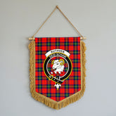 Russell Modern Tartan Crest Wall Hanging Banner - Wood Pole