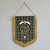 Scott Green Modern Tartan Crest Wall Hanging Banner - Wood Pole
