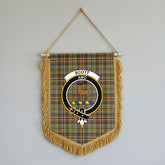 Scott Green Weathered Tartan Crest Wall Hanging Banner - Wood Pole