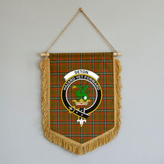 Seton Hunting Modern Tartan Crest Wall Hanging Banner - Wood Pole