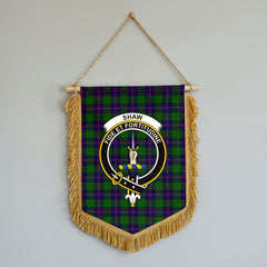 Shaw Modern Tartan Crest Wall Hanging Banner - Wood Pole