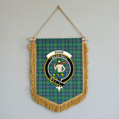 Shaw (of Sauchie) Ancient Tartan Crest Wall Hanging Banner - Wood Pole