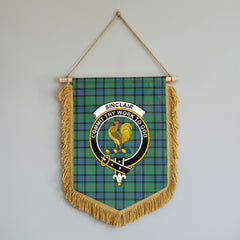 Sinclair Hunting Ancient Tartan Crest Wall Hanging Banner - Wood Pole