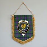 Sinclair Hunting Modern Tartan Crest Wall Hanging Banner - Wood Pole