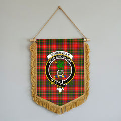 Somerville Tartan Crest Wall Hanging Banner - Wood Pole