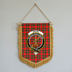 Spens (or Spence) Tartan Crest Wall Hanging Banner - Wood Pole