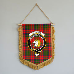Stewart of Appin Modern Tartan Crest Wall Hanging Banner - Wood Pole