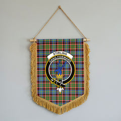Stirling (of Cadder-Present Chief) Tartan Crest Wall Hanging Banner - Wood Pole