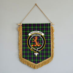 Sutherland Modern Tartan Crest Wall Hanging Banner - Wood Pole