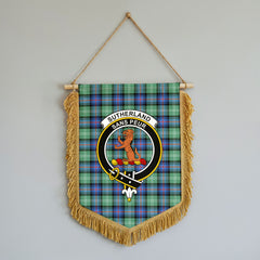 Sutherland Old Ancient Tartan Crest Wall Hanging Banner - Wood Pole
