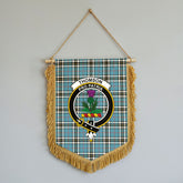 Thomson Blue Tartan Crest Wall Hanging Banner - Wood Pole