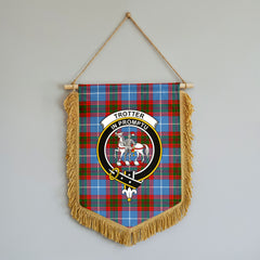 Trotter Tartan Crest Wall Hanging Banner - Wood Pole